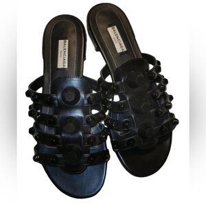 Balenciaga Studded Arena Sandal- Black on Black size 36